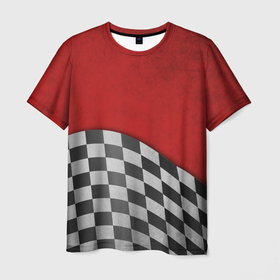 Мужская футболка 3D с принтом Финиш в Кировске, 100% полиэфир | прямой крой, круглый вырез горловины, длина до линии бедер | Тематика изображения на принте: гонка | текстура | финиш | флаг | шашка