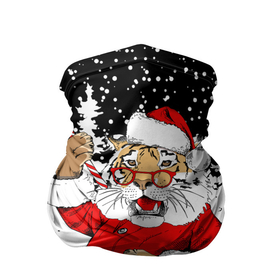 Бандана-труба 3D с принтом Тигр в шубе Санта Клауса в Петрозаводске, 100% полиэстер, ткань с особыми свойствами — Activecool | плотность 150‒180 г/м2; хорошо тянется, но сохраняет форму | 2022 | fir forest | fur coat | happy new year | merry christmas | red hat | santa claus | snow | sweetness | tiger | year of the tiger | год тигра | еловый лес | красная шапка | новый год | очки | рождество | санта клаус | сладость | снег | тигр