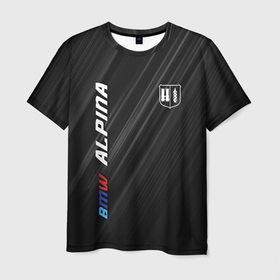 Мужская футболка 3D с принтом Текстура BMW Alpina в Петрозаводске, 100% полиэфир | прямой крой, круглый вырез горловины, длина до линии бедер | Тематика изображения на принте: авто | лого | марка | скорость | текстура