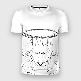 Мужская футболка 3D Slim с принтом Angel of dead в Екатеринбурге, 100% полиэстер с улучшенными характеристиками | приталенный силуэт, круглая горловина, широкие плечи, сужается к линии бедра | angel | dead | ангел | нимб | нимб с шипами | шипы