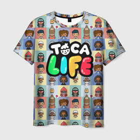Мужская футболка 3D с принтом Toca Boca characters | Тока бока персонажи в Санкт-Петербурге, 100% полиэфир | прямой крой, круглый вырез горловины, длина до линии бедер | characters | toca boca | детская игра | игра | лого | логотип | персонажи | прикоснуться ко рту | тока бока