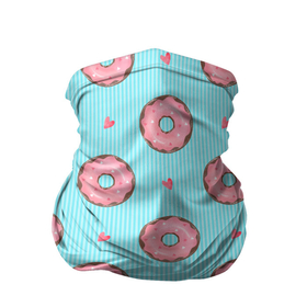 Бандана-труба 3D с принтом Розовые пончики в Новосибирске, 100% полиэстер, ткань с особыми свойствами — Activecool | плотность 150‒180 г/м2; хорошо тянется, но сохраняет форму | вкусно | выпечка | еда | пончик | пончики | сладкие | сладость