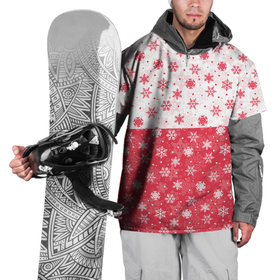 Накидка на куртку 3D с принтом Снежинки (красно белые) в Тюмени, 100% полиэстер |  | merry christmas | дед мороз | ёлка | зима | мороз | новый год | подарок | праздник | рождество | с новым годом | сантаклаус | снег | снеговик | снегурочка | снежинки | снежные узоры | узоры