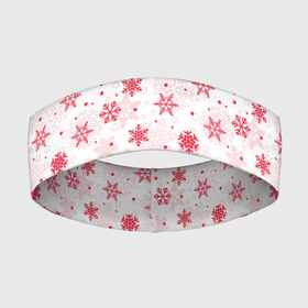 Повязка на голову 3D с принтом Снежинки (красно белые) в Екатеринбурге,  |  | merry christmas | дед мороз | ёлка | зима | мороз | новый год | подарок | праздник | рождество | с новым годом | сантаклаус | снег | снеговик | снегурочка | снежинки | снежные узоры | узоры