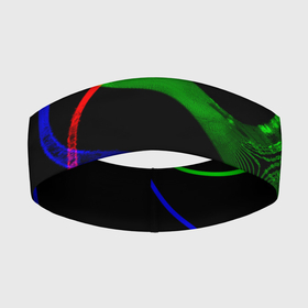 Повязка на голову 3D с принтом Неоновый хаос 3D Neon chaos 3D ,  |  | abstraction | chaos | colors | neon | stripes | абстракция | неон | полосы | хаос | цвета | чёрный фон