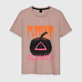 Мужская футболка хлопок с принтом Pumpkin Game в Белгороде, 100% хлопок | прямой крой, круглый вырез горловины, длина до линии бедер, слегка спущенное плечо. | halloween | hallowen | hallowin | haloween | halowen | halowin | hello | helloween | hellowen | helowen | день всех святых | тыква | халловин | халлоуин | халлуин | халовин | халоуин | халуин | хелловин | хеллоуин | хеллуин | хеловин | хелоуин
