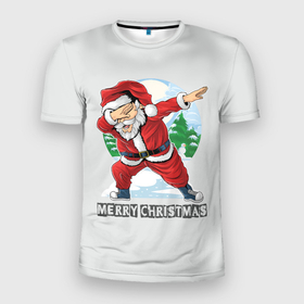 Мужская футболка 3D спортивная с принтом Mary Christmas (Dab) в Тюмени, 100% полиэстер с улучшенными характеристиками | приталенный силуэт, круглая горловина, широкие плечи, сужается к линии бедра | christmas | merry christmas | santa claus | дед мороз | ёлка | зима | мороз | новый год | подарок | праздник | рождество | с новым годом | санта клаус | снегурочка | снежинки