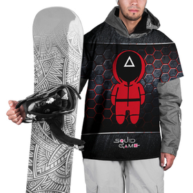 Накидка на куртку 3D с принтом Игра в кальмара 3D Black  Red в Петрозаводске, 100% полиэстер |  | Тематика изображения на принте: squid game | выживание | игра в кальмара | кальмар | корейский | корея