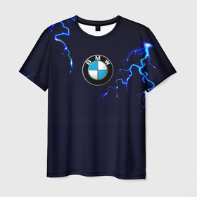 Мужская футболка 3D с принтом BMW разряд молнии. в Белгороде, 100% полиэфир | прямой крой, круглый вырез горловины, длина до линии бедер | bmw | bmw performance | m | motorsport | performance | бмв | моторспорт