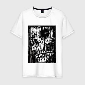 Мужская футболка хлопок с принтом Skeleton в Белгороде, 100% хлопок | прямой крой, круглый вырез горловины, длина до линии бедер, слегка спущенное плечо. | halloween | арт | графика | зомби | мистика | праздник | тыква | ужасы | хэллоуин