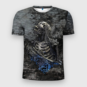 Мужская футболка 3D Slim с принтом Scream в Белгороде, 100% полиэстер с улучшенными характеристиками | приталенный силуэт, круглая горловина, широкие плечи, сужается к линии бедра | halloween | арт | графика | зомби | мистика | праздник | скелет | тыква | ужасы | хэллоуин | череп