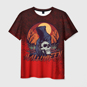 Мужская футболка 3D с принтом Злой дух в Курске, 100% полиэфир | прямой крой, круглый вырез горловины, длина до линии бедер | halloween | арт | графика | зомби | мистика | праздник | скелет | тыква | ужасы | хэллоуин | череп
