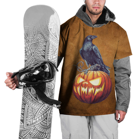 Накидка на куртку 3D с принтом Ворон и тыква в Белгороде, 100% полиэстер |  | Тематика изображения на принте: halloween | арт | ворон | графика | зомби | мистика | праздник | тыква | ужасы | хэллоуин