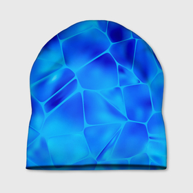 Шапка 3D с принтом Ice Under Water , 100% полиэстер | универсальный размер, печать по всей поверхности изделия | Тематика изображения на принте: blue | geometry | gradient | ice | neon | polygon | polygonal | waporwave | water | абстрактный | вода | волны | геометрический узор | геометрия | голубые волны | градиент | зима | зимний узор | лед | ледяная абстракция | ледяной