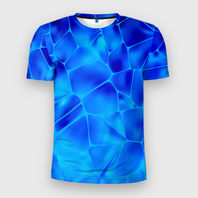 Мужская футболка 3D Slim с принтом Ice Under Water в Курске, 100% полиэстер с улучшенными характеристиками | приталенный силуэт, круглая горловина, широкие плечи, сужается к линии бедра | blue | geometry | gradient | ice | neon | polygon | polygonal | waporwave | water | абстрактный | вода | волны | геометрический узор | геометрия | голубые волны | градиент | зима | зимний узор | лед | ледяная абстракция | ледяной