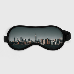 Маска для сна 3D с принтом Вид на Нью Йорк , внешний слой — 100% полиэфир, внутренний слой — 100% хлопок, между ними — поролон |  | Тематика изображения на принте: большой город | вид | здания | нью йорк | океан | панорама