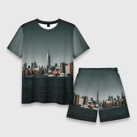 Мужской костюм с шортами 3D с принтом Вид на Нью Йорк в Тюмени,  |  | большой город | вид | здания | нью йорк | океан | панорама