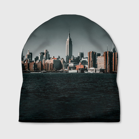 Шапка 3D с принтом Вид на Нью Йорк в Санкт-Петербурге, 100% полиэстер | универсальный размер, печать по всей поверхности изделия | Тематика изображения на принте: большой город | вид | здания | нью йорк | океан | панорама