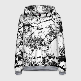 Мужская толстовка 3D с принтом Эффект линогравюры в Белгороде, 100% полиэстер | двухслойный капюшон со шнурком для регулировки, мягкие манжеты на рукавах и по низу толстовки, спереди карман-кенгуру с мягким внутренним слоем. | abstract | black and white | minimalism | urban | urban camouflage | абстрактный узор | белая краска | белое на черном | белый и черный | белый узор | брызги краски | камуфляж | краска | минимализм | монохромный | орнамент