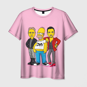 Мужская футболка 3D с принтом ДМ и Гомер , 100% полиэфир | прямой крой, круглый вырез горловины, длина до линии бедер | alternative | depechе mode | dj | electo | music | альтернатива | депеж мот | депеш мод | музыка | электроника