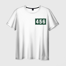 Мужская футболка 3D с принтом Игра в кальмара Сон Ки Хун в Тюмени, 100% полиэфир | прямой крой, круглый вырез горловины, длина до линии бедер | 456 | главный герой | ира в кальмара | популярные сериалы | прикол | тюремная