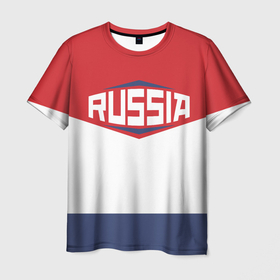 Мужская футболка 3D с принтом Russia в Новосибирске, 100% полиэфир | прямой крой, круглый вырез горловины, длина до линии бедер | background | russia | russian national team | россия | сборная россии | фон