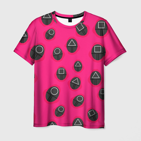 Мужская футболка 3D с принтом Игра в кальмара | TКК , 100% полиэфир | прямой крой, круглый вырез горловины, длина до линии бедер | 456 | netflix | squid game | игра | игра в кальмара | квадрат | круг | нетфликс | сериал | сон ки хун | стражи | треугольник