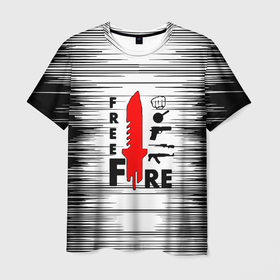 Мужская футболка 3D с принтом Free Fire  Фри Фаер, в Курске, 100% полиэфир | прямой крой, круглый вырез горловины, длина до линии бедер | free fire | free fire battlegrounds | garena | garena free fire | гарена | игра | фри фаер | шутер