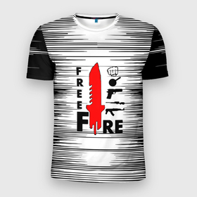 Мужская футболка 3D Slim с принтом Free Fire  Фри Фаер, в Новосибирске, 100% полиэстер с улучшенными характеристиками | приталенный силуэт, круглая горловина, широкие плечи, сужается к линии бедра | free fire | free fire battlegrounds | garena | garena free fire | гарена | игра | фри фаер | шутер