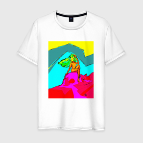 Мужская футболка хлопок с принтом Марс в Курске, 100% хлопок | прямой крой, круглый вырез горловины, длина до линии бедер, слегка спущенное плечо. | art | kazi | postcard | арт | поп арт | скетч