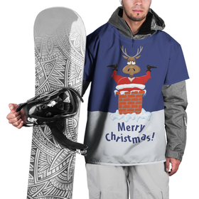 Накидка на куртку 3D с принтом Санта в трубе с Оленем в Петрозаводске, 100% полиэстер |  | christmas | merry christmas | santa claus | дед мороз | ёлка | новогодние олени | новый год | оленёнок бэмби | оленёнок рудольф | орнамент | с новым годом | сантаклаус | свитер с оленями | снегурочка | снежинки | узоры