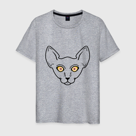 Мужская футболка хлопок с принтом Глазастый кот в Петрозаводске, 100% хлопок | прямой крой, круглый вырез горловины, длина до линии бедер, слегка спущенное плечо. | большие глаза | взгляд | животное | кот | кошка | рисунок