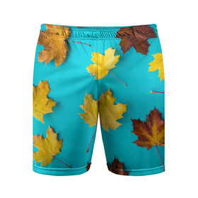 Мужские шорты спортивные с принтом Кленовый листочек в Курске,  |  | красивое | листья | модное | осень | тренды