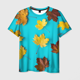 Мужская футболка 3D с принтом Кленовый листочек в Белгороде, 100% полиэфир | прямой крой, круглый вырез горловины, длина до линии бедер | красивое | листья | модное | осень | тренды