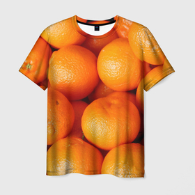 Мужская футболка 3D с принтом Мандаринчик чик в Белгороде, 100% полиэфир | прямой крой, круглый вырез горловины, длина до линии бедер | Тематика изображения на принте: зима | новыйгод | тренды | фрукты | яркое