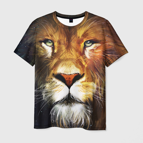Мужская футболка 3D с принтом Лев царь зверей. , 100% полиэфир | прямой крой, круглый вырез горловины, длина до линии бедер | lev | гордость | гордый | животное | зверь | кошка | лев | лева | царь зверей