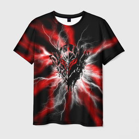 Мужская футболка 3D с принтом Berserk разряд молнии в Петрозаводске, 100% полиэфир | прямой крой, круглый вырез горловины, длина до линии бедер | berserk | knight | аниме | берсерк | гроза | молнии | молния | разряд молнии | рыцарь