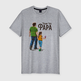 Мужская футболка хлопок Slim с принтом Thanks Papa , 92% хлопок, 8% лайкра | приталенный силуэт, круглый вырез ворота, длина до линии бедра, короткий рукав | thanks | арт | девочка | дочка | иллюстрация | мороженное | отец | папа | родитель