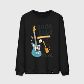 Мужской свитшот хлопок с принтом Rok Star Music , 100% хлопок |  | generation | арт | гитара | звезда | иллюстрация | рок | череп