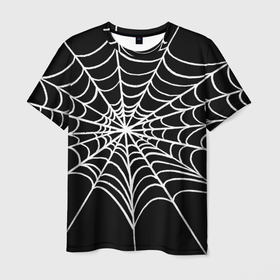 Мужская футболка 3D с принтом паутинка без паучка , 100% полиэфир | прямой крой, круглый вырез горловины, длина до линии бедер | вечеринка | диджей | игра | квест | клуб | музыка | паттерн | паук | паутина | танец | хэллоуин