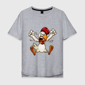 Мужская футболка хлопок Oversize с принтом ChickTime , 100% хлопок | свободный крой, круглый ворот, “спинка” длиннее передней части | alarm | chicken | clock | good morning | morning | будильник | доброе утро | курица | петух | подъем | утро