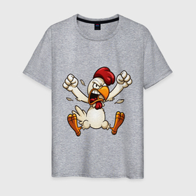 Мужская футболка хлопок с принтом ChickTime , 100% хлопок | прямой крой, круглый вырез горловины, длина до линии бедер, слегка спущенное плечо. | alarm | chicken | clock | good morning | morning | будильник | доброе утро | курица | петух | подъем | утро