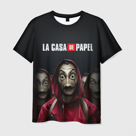 Мужская футболка 3D с принтом Бумажный дом,  La Casa de Papel , 100% полиэфир | прямой крой, круглый вырез горловины, длина до линии бедер | casa | de | helsinki | la | palermo | papel | бумажный | дом | палермо | сериал | сериалы | хельсинки