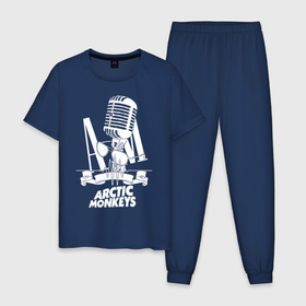 Мужская пижама хлопок с принтом Arctic Monkeys, рок в Новосибирске, 100% хлопок | брюки и футболка прямого кроя, без карманов, на брюках мягкая резинка на поясе и по низу штанин
 | arctic | monkeys | rock | алекс тёрнер | арктик | группа | группы | джейми кук | инди | манкиз | музыка | мэтт хелдерс | ник омэлли | постпанк | рок