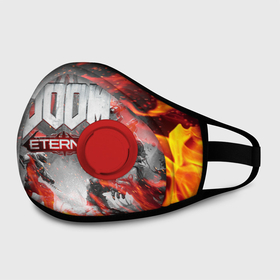 Маска из неопрена с принтом DOOM ETERNAL | ДУМ ПАЛАЧ РОКА В ОГНЕ в Ижевске, неопрен 100% | Форма огибающая нос. Резинки для ушей с дополнительной резинкой на затылке. Клапан для выдоха для активного дыхания при занятиях спортом. Эластичный материал маски и окантовки для лучшего растяжения и прилегания маски.  | Тематика изображения на принте: demons | devil | doom | doom eternal | doom guy | doom slayer | hell | iddqd | mark of the doom slayer | slayer | ад | гарнило | демоны | дум | палач | палач рока