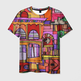 Мужская футболка 3D с принтом Скетч большого города в Тюмени, 100% полиэфир | прямой крой, круглый вырез горловины, длина до линии бедер | город | графика | дома | рисунок | эскиз