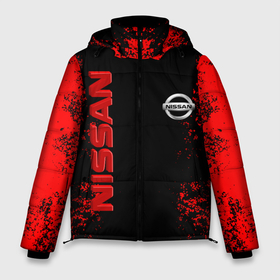 Мужская зимняя куртка 3D с принтом NISSAN RED в Белгороде, верх — 100% полиэстер; подкладка — 100% полиэстер; утеплитель — 100% полиэстер | длина ниже бедра, свободный силуэт Оверсайз. Есть воротник-стойка, отстегивающийся капюшон и ветрозащитная планка. 

Боковые карманы с листочкой на кнопках и внутренний карман на молнии. | Тематика изображения на принте: nissan | авто | автомобиль | логотип | марка | машина | надпись | нисан | текстура