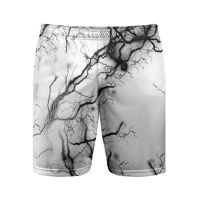 Мужские шорты спортивные с принтом нейронные связи в Петрозаводске,  |  | иллюстрация | молния | нейрон | узор | черно белый