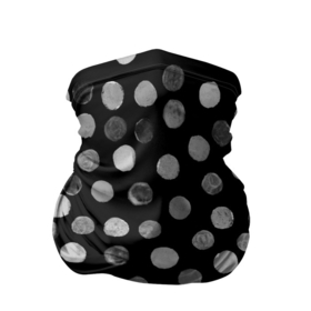 Бандана-труба 3D с принтом Кружочки на черном фоне в Санкт-Петербурге, 100% полиэстер, ткань с особыми свойствами — Activecool | плотность 150‒180 г/м2; хорошо тянется, но сохраняет форму | белое | горох | горошек | краска | круги | круглое | круглые | кружки | кружочки | мазки | орнамент | паттерн | принт | пятна | пятнышки | серое | узор | чб | чернобелое | черное
