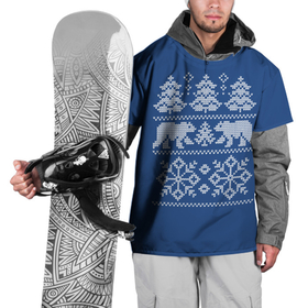 Накидка на куртку 3D с принтом Север в Новосибирске, 100% полиэстер |  | merry christmas | santa claus | алатырь | бабушкин свитер | белые медведи | вышиванка | новый год | обережная вышивка | орнамент | свитер | свитер с оленями | северные медведи | северные узоры | снежинки | узоры